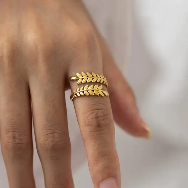 Contemporary Leaf Adjustable Ring-Gold ABDR3032